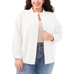 Vince Camuto Women's Plus Size Stand-Collar Bomber Jacket in New Ivory